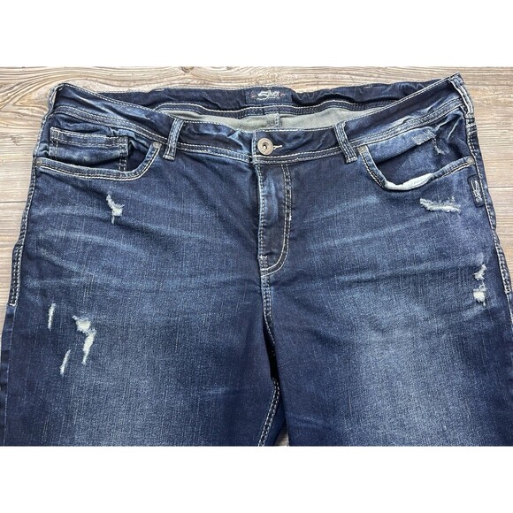 Silver Jeans Suki Denim Capri Blue Jeans Stretch Distressed Women's Plus Size 20 - Picture 2 of 12